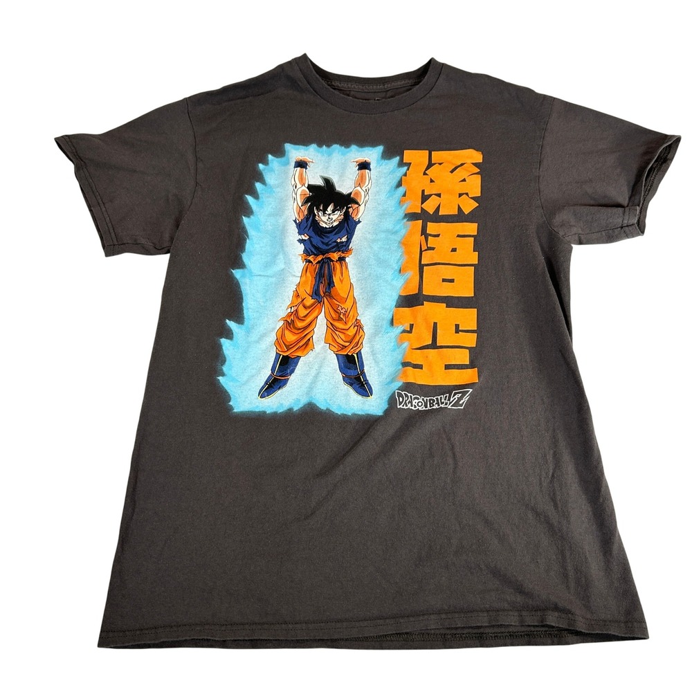 Dragon Ball Z Goku Spirit Bomb Graphic T-Shirt Gray Mens Medium Toei Animation